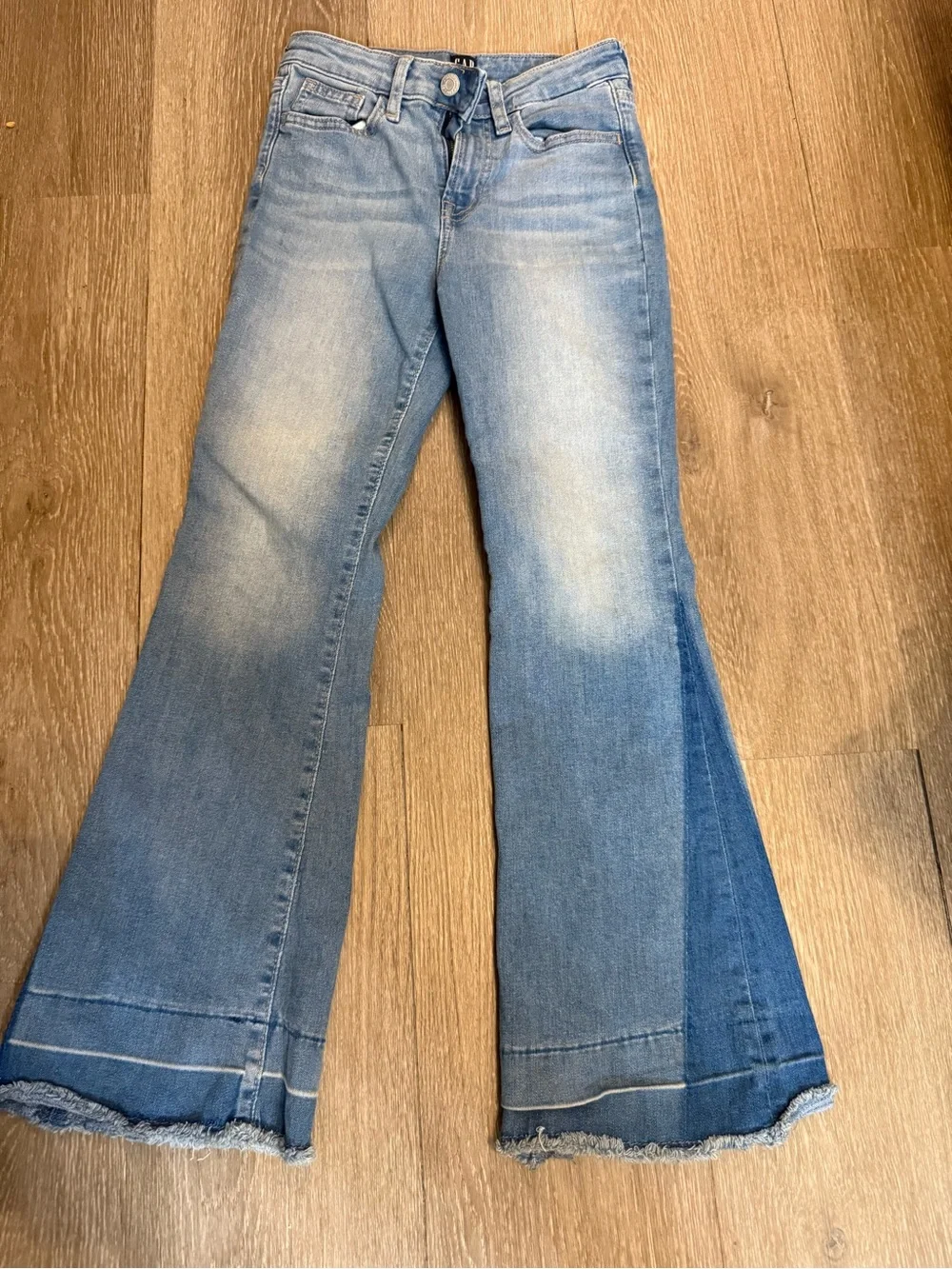 GAP Light Blue Flared Jeans with Raw Hem